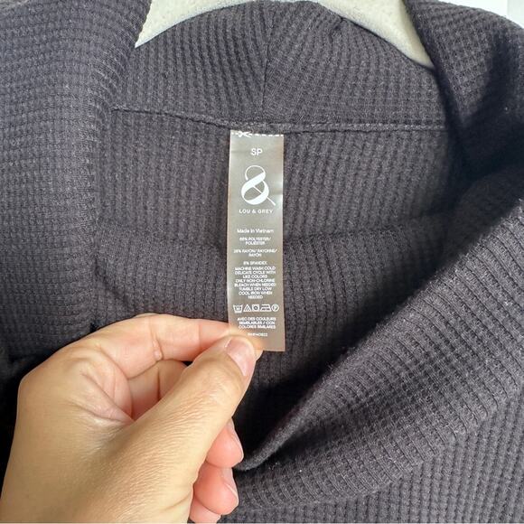 Lou & Grey Black Cowl Neck Waffle Knit Sweater, Size S Petite, Like New - Picture 2 of 5